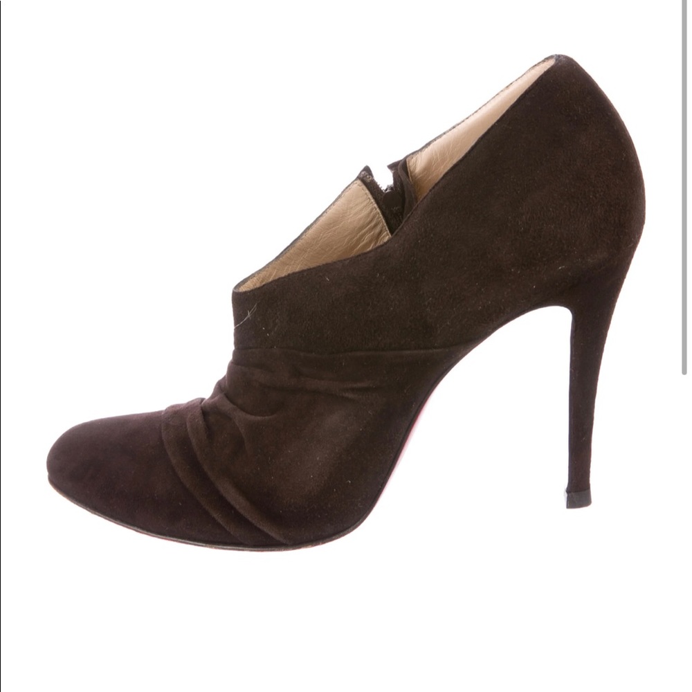 Christian Louboutin brown suede booties